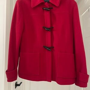 Kenneth Cole Women's Red Pea Coat with Toggles